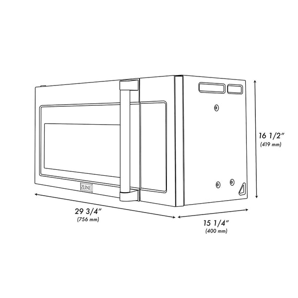 ZLINE 30 in. 1.5 cu. ft. Over-The-Range Convection Microwave Oven in Stainless Steel with Traditional Handle and Sensor Cooking, Open Box-Great Condition