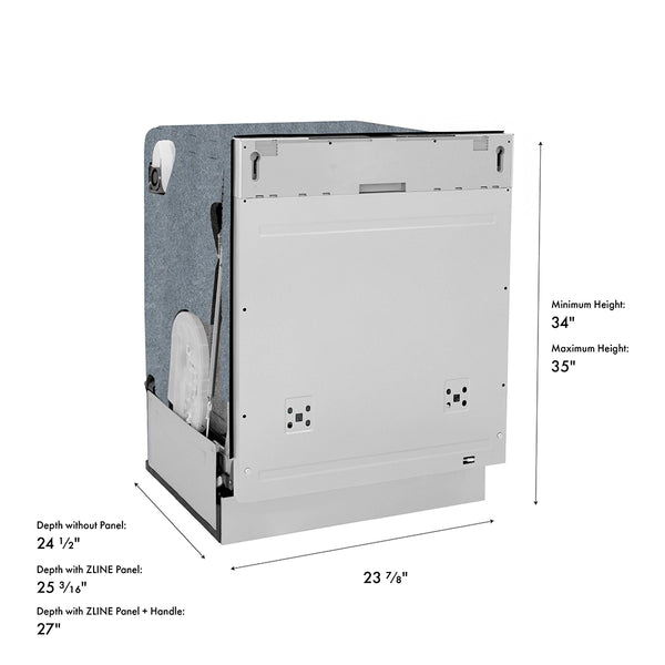 ZLINE 24 in. Monument Series 3rd Rack Dishwasher with Auto Door Open Drying, 44dBa, Panel Ready (DWMT-24)