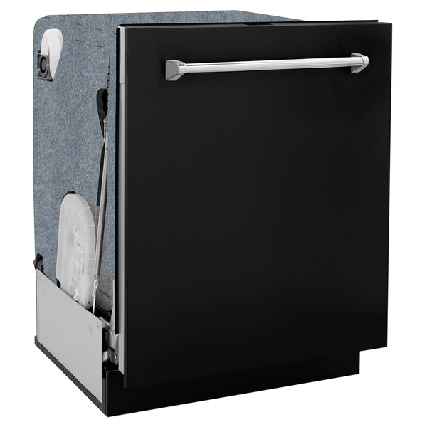 ZLINE 24 in. Monument Series 3rd Rack Dishwasher with Auto Door Open Drying, 44dBa, Black Matte Panel (DWMT-BLM-24)