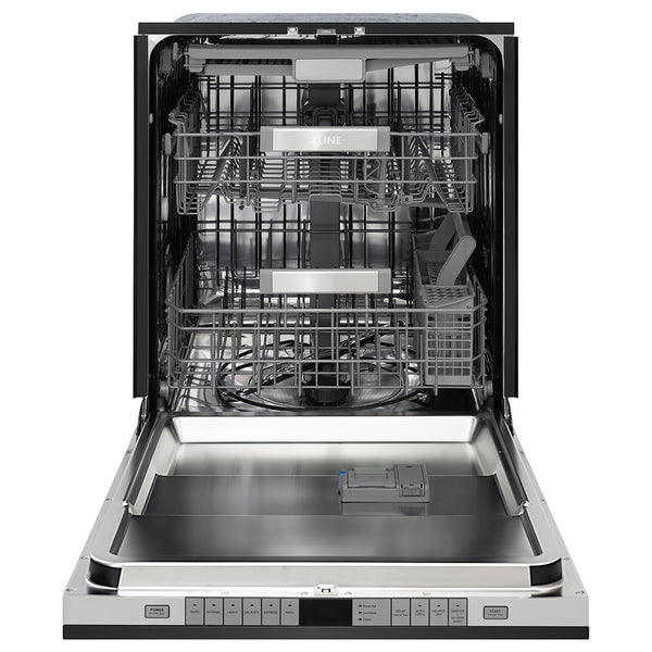 ZLINE 24 in. Monument Series 3rd Rack Dishwasher with Auto Door Open Drying, 44dBa, Black Stainless Steel Panel (DWMT-BS-24)