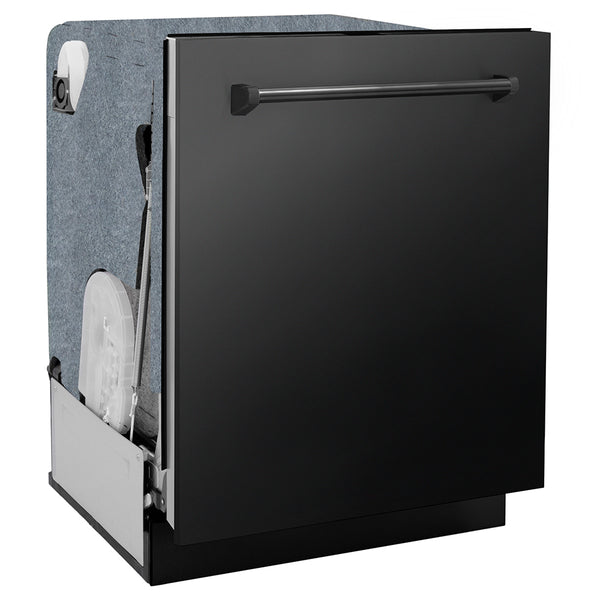 ZLINE 24 in. Monument Series 3rd Rack Dishwasher with Auto Door Open Drying, 44dBa, Black Stainless Steel Panel (DWMT-BS-24)