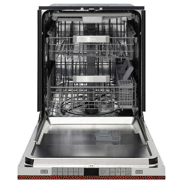 ZLINE 24 in. Monument Series 3rd Rack Dishwasher with Auto Door Open Drying, 44dBa, Hand Hammered Copper Panel (DWMT-HH-24)