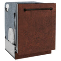 ZLINE 24 in. Monument Series 3rd Rack Dishwasher with Auto Door Open Drying, 44dBa, Hand Hammered Copper Panel (DWMT-HH-24)
