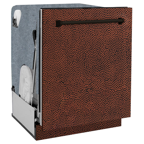 ZLINE 24 in. Monument Series 3rd Rack Dishwasher with Auto Door Open Drying, 44dBa, Hand Hammered Copper Panel (DWMT-HH-24)