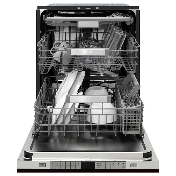 ZLINE 24 in. Monument Series 3rd Rack Dishwasher with Auto Door Open Drying, 44dBa, Oil Rubbed Bronze Panel (DWMT-ORB-24)