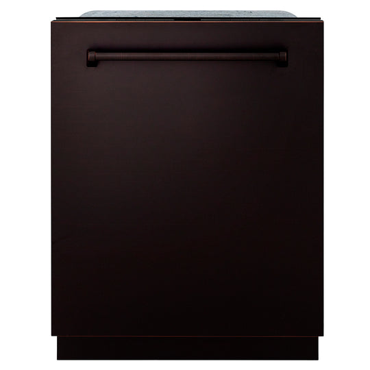 ZLINE 24 in. Monument Series 3rd Rack Dishwasher with Auto Door Open Drying, 44dBa, Oil Rubbed Bronze Panel (DWMT-ORB-24)