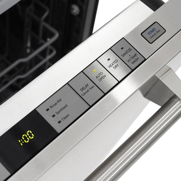 ZLINE Autograph Edition 24 in. Monument Series 3rd Rack Dishwasher with Auto Door Open Drying, 44dBa, Panel Ready with Polished Gold Handle (DWMTZ-24-G)