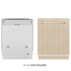 ZLINE Autograph Edition 24 in. Monument Series 3rd Rack Dishwasher with Auto Door Open Drying, 44dBa, Panel Ready with Polished Gold Handle (DWMTZ-24-G)