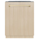 ZLINE Autograph Edition 24 in. Monument Series 3rd Rack Dishwasher with Auto Door Open Drying, 44dBa, Panel Ready with Polished Gold Handle (DWMTZ-24-G)