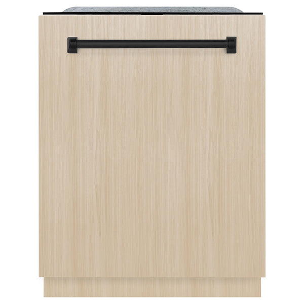 ZLINE Autograph Edition 24 in. Monument Series 3rd Rack Dishwasher with Auto Door Open Drying, 44dBa, Panel Ready with Matte Black Handle (DWMTZ-24-MB)