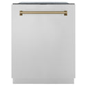 ZLINE Autograph Edition 24 in. Monument Series 3rd Rack Dishwasher with Auto Door Open Drying, 44dBa, Stainless Steel Panel with Champagne Bronze Handle (DWMTZ-304-24-CB)