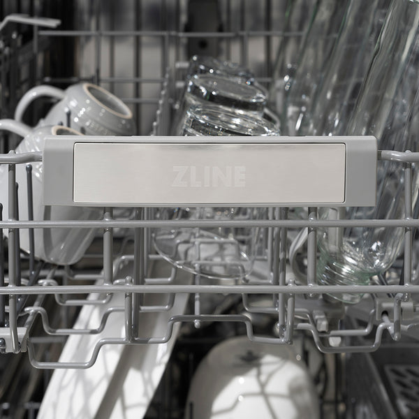 ZLINE Autograph Edition 24 in. Monument Series 3rd Rack Dishwasher with Auto Door Open Drying, 44dBa, Stainless Steel Panel with Polished Gold Handle (DWMTZ-304-24-G)
