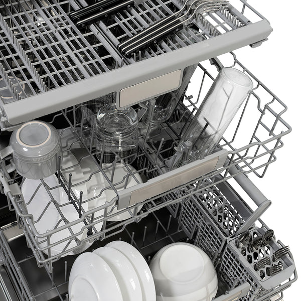 ZLINE Autograph Edition 24 in. Monument Series 3rd Rack Dishwasher with Auto Door Open Drying, 44dBa, Stainless Steel Panel with Polished Gold Handle (DWMTZ-304-24-G)
