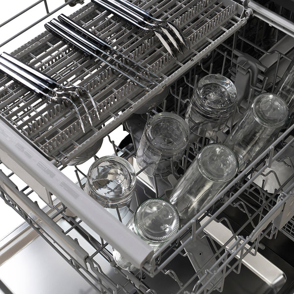 ZLINE Autograph Edition 24 in. Monument Series 3rd Rack Dishwasher with Auto Door Open Drying, 44dBa, Stainless Steel Panel with Polished Gold Handle (DWMTZ-304-24-G)