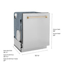 ZLINE Autograph Edition 24 in. Monument Series 3rd Rack Dishwasher with Auto Door Open Drying, 44dBa, Stainless Steel Panel with Polished Gold Handle (DWMTZ-304-24-G)