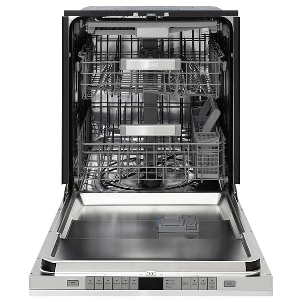 ZLINE Autograph Edition 24 in. Monument Series 3rd Rack Dishwasher with Auto Door Open Drying, 44dBa, Stainless Steel Panel with Polished Gold Handle (DWMTZ-304-24-G)
