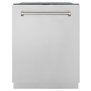 ZLINE Autograph Edition 24 in. Monument Series 3rd Rack Dishwasher with Auto Door Open Drying, 44dBa, Stainless Steel Panel with Polished Nickel Helix Handle (DWMTZ-30424-KPN)