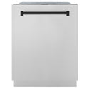 ZLINE Autograph Edition 24 in. Monument Series 3rd Rack Dishwasher with Auto Door Open Drying, 44dBa, Stainless Steel Panel with Matte Black Handle (DWMTZ-304-24-MB)