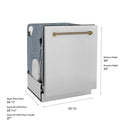 ZLINE Autograph Edition 24 in. Monument Series 3rd Rack Dishwasher with Auto Door Open Drying, 44dBa, Stainless Steel Panel with Champagne Bronze Helix Handle (DWMTZ-30424-KCB)