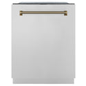 ZLINE Autograph Edition 24 in. Monument Series 3rd Rack Dishwasher with Auto Door Open Drying, 44dBa, Stainless Steel Panel with Champagne Bronze Helix Handle (DWMTZ-30424-KCB)