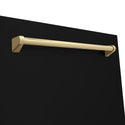 ZLINE Autograph Edition 24 in. Monument Series 3rd Rack Dishwasher with Auto Door Open Drying, 44dBa, Black Matte Panel with Champagne Bronze Handle (DWMTZ-BLM-24-CB)