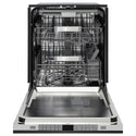 ZLINE Autograph Edition 24 in. Monument Series 3rd Rack Dishwasher with Auto Door Open Drying, 44dBa, Black Stainless Steel Panel with Polished Gold Handle (DWMTZ-BS-24-G)