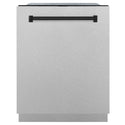 ZLINE Autograph Edition 24 in. Monument Series 3rd Rack Dishwasher with Auto Door Open Drying, 44dBa, Satin Stainless Steel Panel with Matte Black Handle (DWMTZ-SN-24-MB)