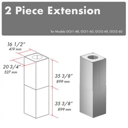 ZLINE 2 Piece 36 in. Chimney Extensions for Island Mount Outdoor Grill Hood (2PEXT-GOi36)
