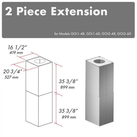 ZLINE 2 Piece 36 in. Chimney Extensions for Island Mount Outdoor Grill Hood (2PEXT-GOi36)
