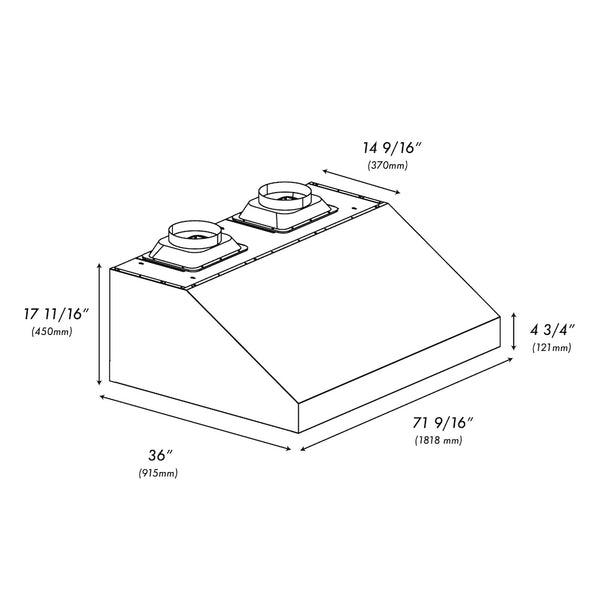 ZLINE 72 in. Under Cabinet Outdoor Grill Hood (GOU1-72)