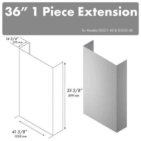 ZLINE 36 in. Chimney Extension for 42 in. Under Cabinet Outdoor Grill Hood (1PEXT-GOU42-36)