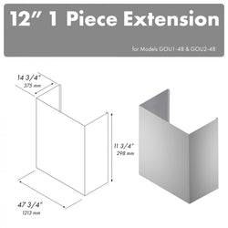 ZLINE 12 in. Chimney Extension for 48 in. Under Cabinet Outdoor Grill Hood (1PEXT-GOU48-12)