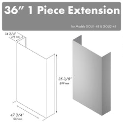 ZLINE 36 in. Chimney Extension for 48 in. Under Cabinet Outdoor Grill Hood (1PEXT-GOU48-36)