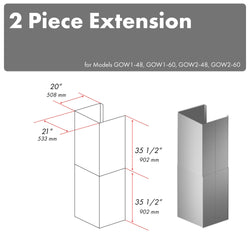 ZLINE 2 Piece 36 in. Chimney Extensions for Wall Mount Outdoor Grill Hood (2PEXT-GOW36)