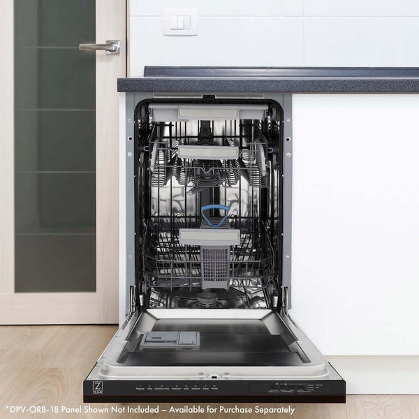 ZLINE 18 in. Tallac Series 3rd Rack Top Control Built-In Dishwasher with Stainless Steel Tub, 51dBa, Open Box-Good Condition