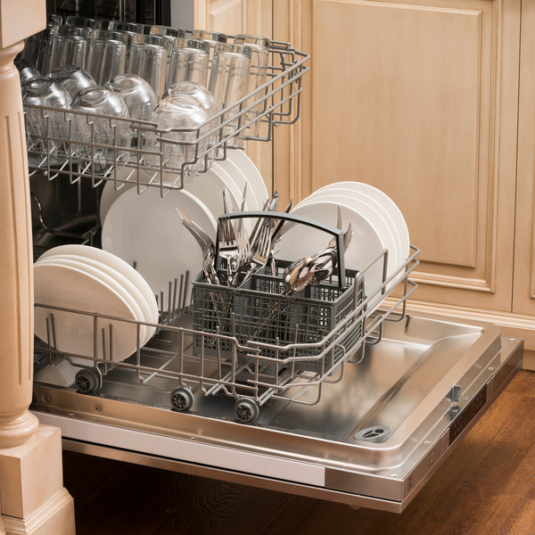 ZLINE 18 in. Compact Stainless Steel Top Control Built-In Dishwasher with Stainless Steel Tub and Modern Style Handle, 52dBa (DW-304-18)