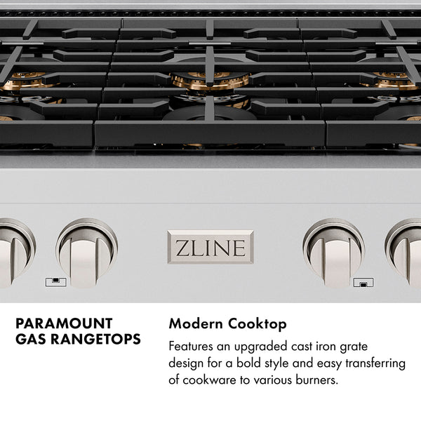 ZLINE 36 in. Paramount Gas Rangetop with 6 Burner DuoPro™ Cooktop in Black Stainless Steel (PSRTB-36)