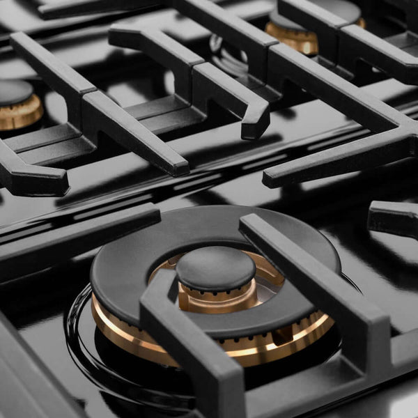 ZLINE Autograph Edition 36 in. Paramount Gas Rangetop with 6 Burners and Porcelain Cooktop in Black Stainless Steel with Champagne Bronze Accents, Open Box-Good Condition