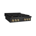 ZLINE Autograph Edition 36 in. Paramount Gas Rangetop with 6 Burners and Porcelain Cooktop in Black Stainless Steel with Champagne Bronze Accents, Open Box-Great Condition