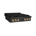 ZLINE Autograph Edition 36 in. Paramount Gas Rangetop with 6 Burners and Porcelain Cooktop in Black Stainless Steel with Polished Gold Accents, Open Box-Great Condition