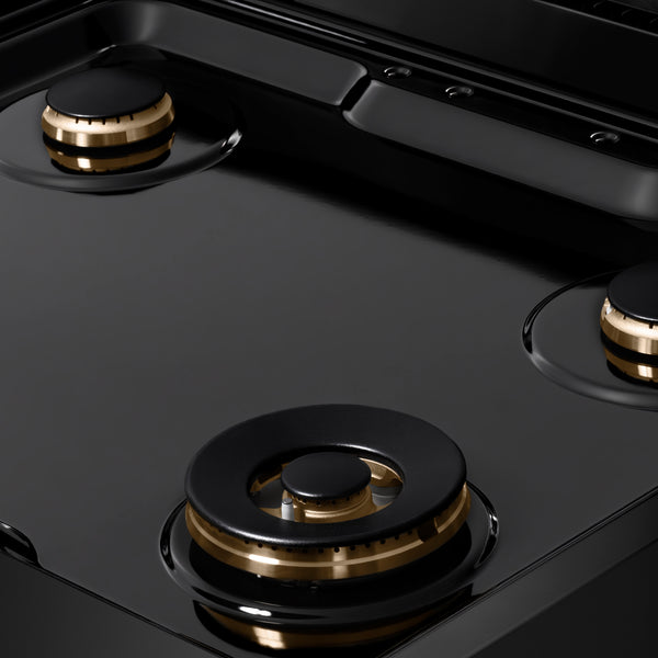 ZLINE 30 in. Paramount Gas Rangetop with 4 Brass Burners and Porcelain Cooktop in Black Stainless Steel (SRTB-BR-30)