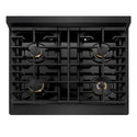 ZLINE 30 in. Paramount Gas Rangetop with 4 Brass Burners and Porcelain Cooktop in Black Stainless Steel (SRTB-BR-30)