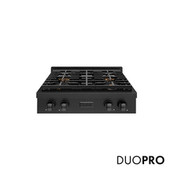 ZLINE 30 in. Paramount Gas Rangetop with 4 Burner DuoPro™ Cooktop in Black Stainless Steel, Open Box-Great Condition