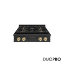 ZLINE Autograph Edition 30 in. Paramount Gas Rangetop with 4 Burner DuoPro™ Cooktop in Black Stainless Steel and Champagne Bronze Accents, Open Box-Great Condition