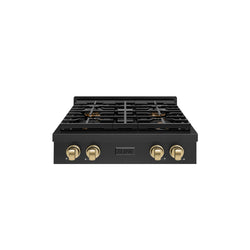 ZLINE Autograph Edition 30 in. Paramount Gas Rangetop with 4 Burner DuoPro™ Cooktop in Black Stainless Steel and Champagne Bronze Accents (PSRTBZ-30-CB)