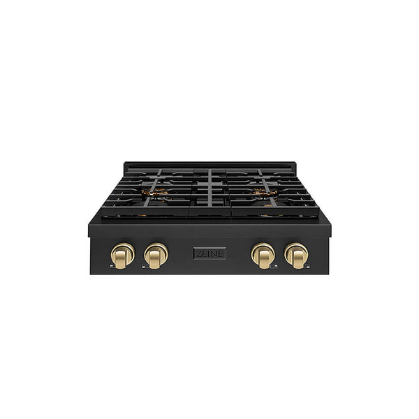 ZLINE Autograph Edition 30 in. Paramount Gas Rangetop with 4 Burner DuoPro™ Cooktop in Black Stainless Steel and Champagne Bronze Accents, Open Box-Good Condition