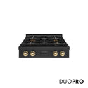 ZLINE Autograph Edition 30 in. Paramount Gas Rangetop with 4 Burner DuoPro™ Cooktop in Black Stainless Steel and Polished Gold Accents, Open Box-Great Condition