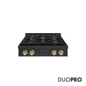 ZLINE Autograph Edition 30 in. Paramount Gas Rangetop with 4 Burner DuoPro™ Cooktop in Black Stainless Steel and Polished Gold Accents, Open Box-Good Condition