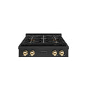 ZLINE Autograph Edition 30 in. Paramount Gas Rangetop with 4 Burner DuoPro™ Cooktop in Black Stainless Steel and Polished Gold Accents, Open Box-Good Condition