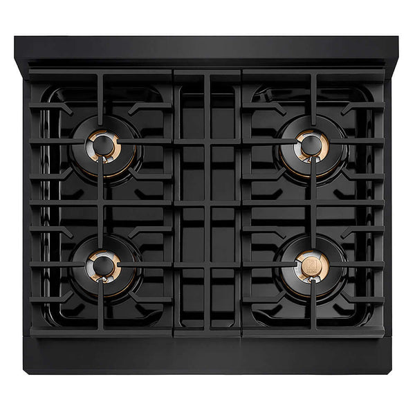 ZLINE Autograph Edition 30 in. Paramount Gas Rangetop with 4 Burner DuoPro™ Cooktop in Black Stainless Steel and Polished Gold Accents, Open Box-Good Condition